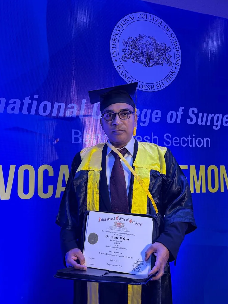 Receiving the FICS fellowship in Urology Surgery