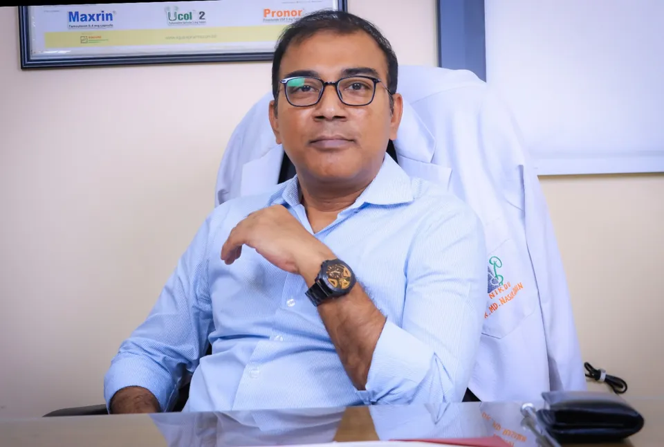 Dr. Md. Nasir Uddin, kidney and prostate specialist, at his desk