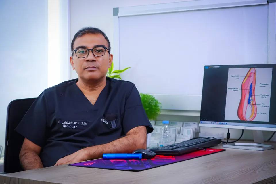 Dr. Md. Nasir Uddin reviewing urology imaging